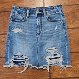 American Eagle Next Level Stretch Curvy Hi-Rise Mini Denim Skirt Size 2